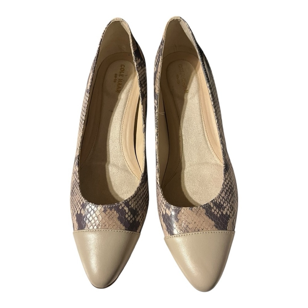 Cole Haan Snakeskin Print Block Heel Pumps